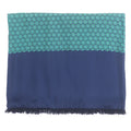 Hermes Silk Angora All Over Print Fringed Reversible Shawl Scarf Navy Green