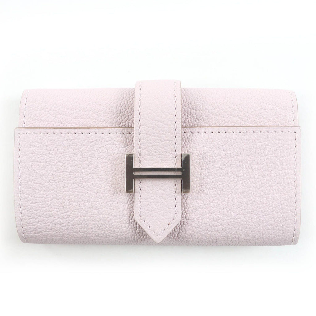 Hermes Bearn Chevre Mauve Pale Silver Key Case Key Holder
