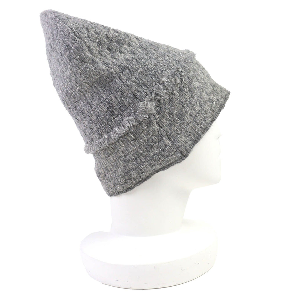 Chanel 16B Cashmere CC Logo Fringe Design Glitter Beanie Knit Cap Gray Hat — view 5