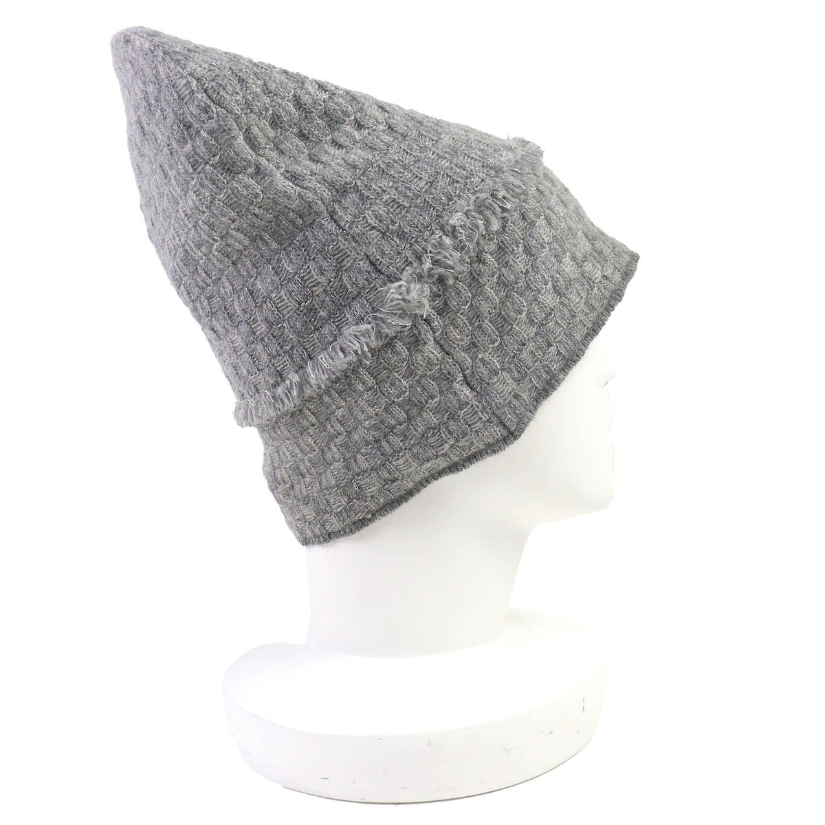 Chanel 16B Cashmere CC Logo Fringe Design Glitter Beanie Knit Cap Gray Hat — view 5