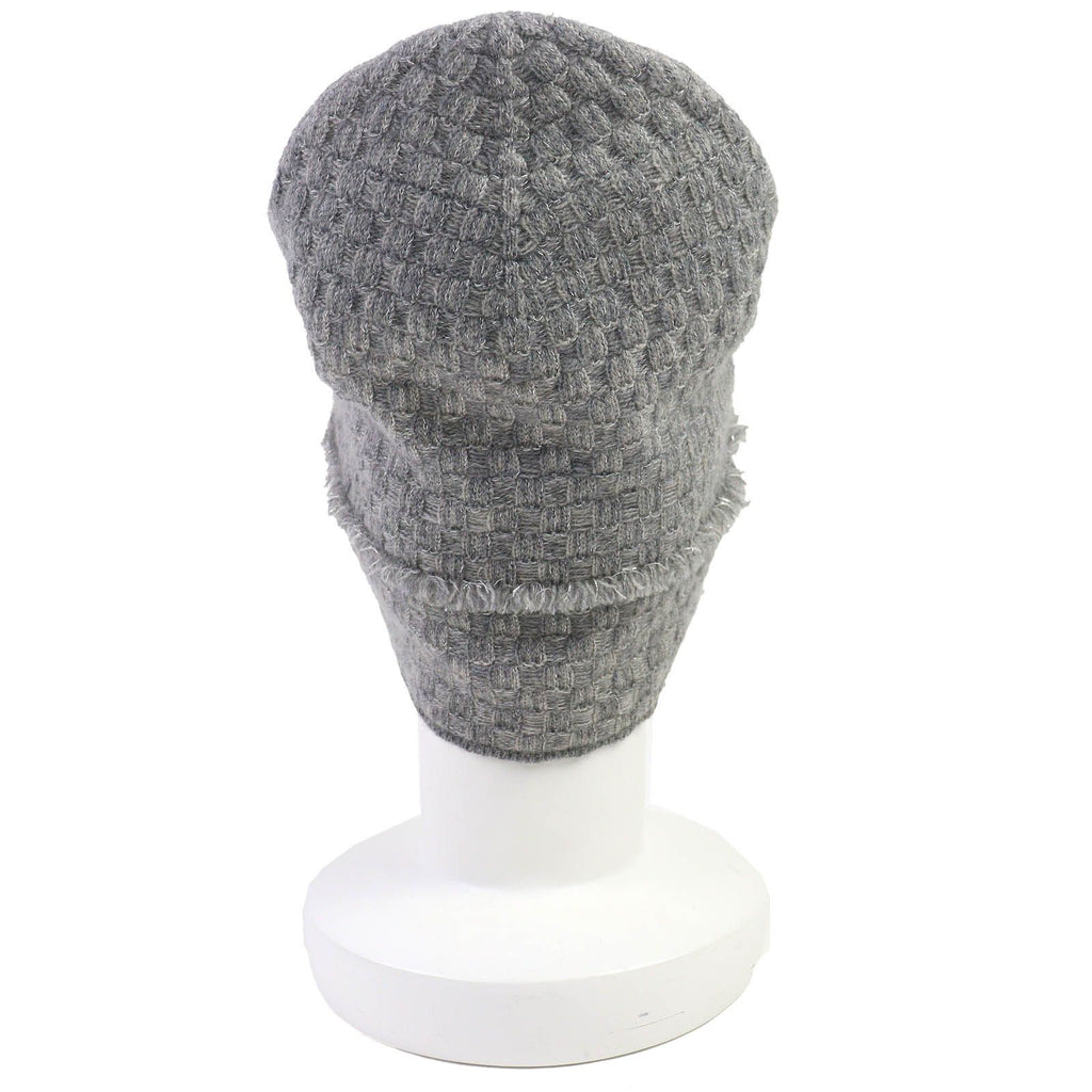 Chanel 16B Cashmere CC Logo Fringe Design Glitter Beanie Knit Cap Gray Hat — view 6