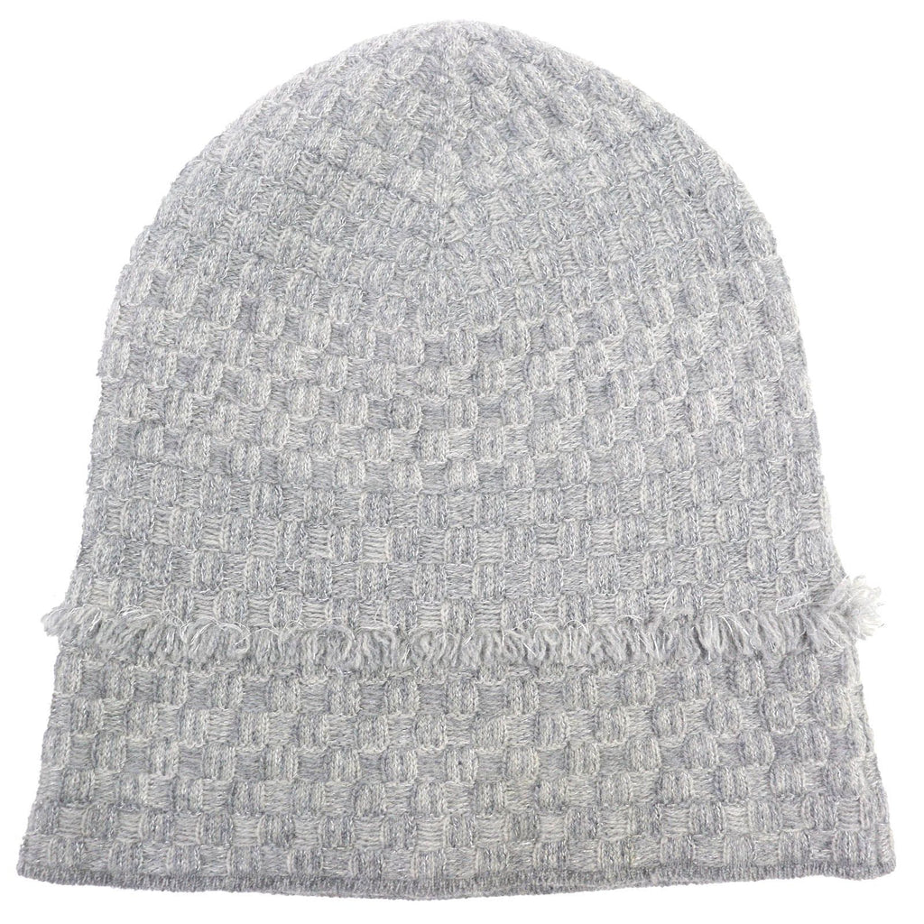 Chanel 16B Cashmere CC Logo Fringe Design Glitter Beanie Knit Cap Gray Hat — view 2