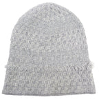 Chanel 16B Cashmere CC Logo Fringe Design Glitter Beanie Knit Cap Gray Hat — view 2
