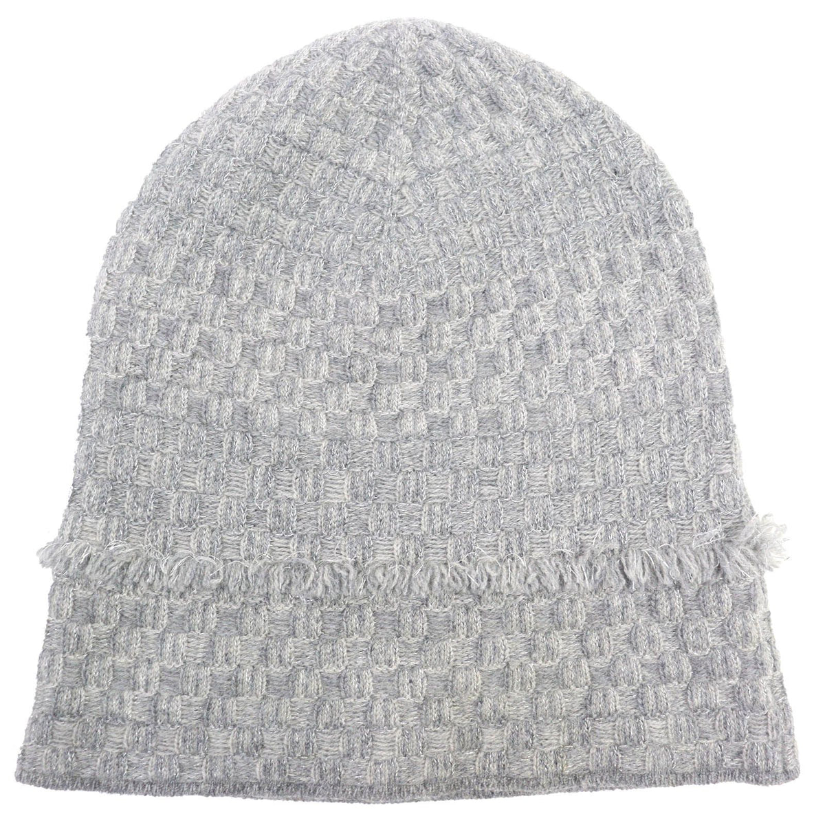 Chanel 16B Cashmere CC Logo Fringe Design Glitter Beanie Knit Cap Gray Hat — view 2