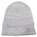 Chanel 16B Cashmere CC Logo Fringe Design Glitter Beanie Knit Cap Gray Hat