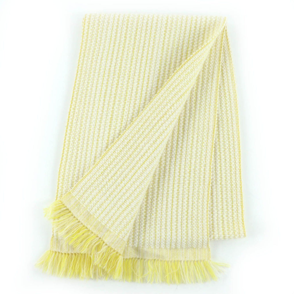 Hermes Cashmere 100% Wavy Double Face Knit Large Scarf with Fringe Yellow — view 2
