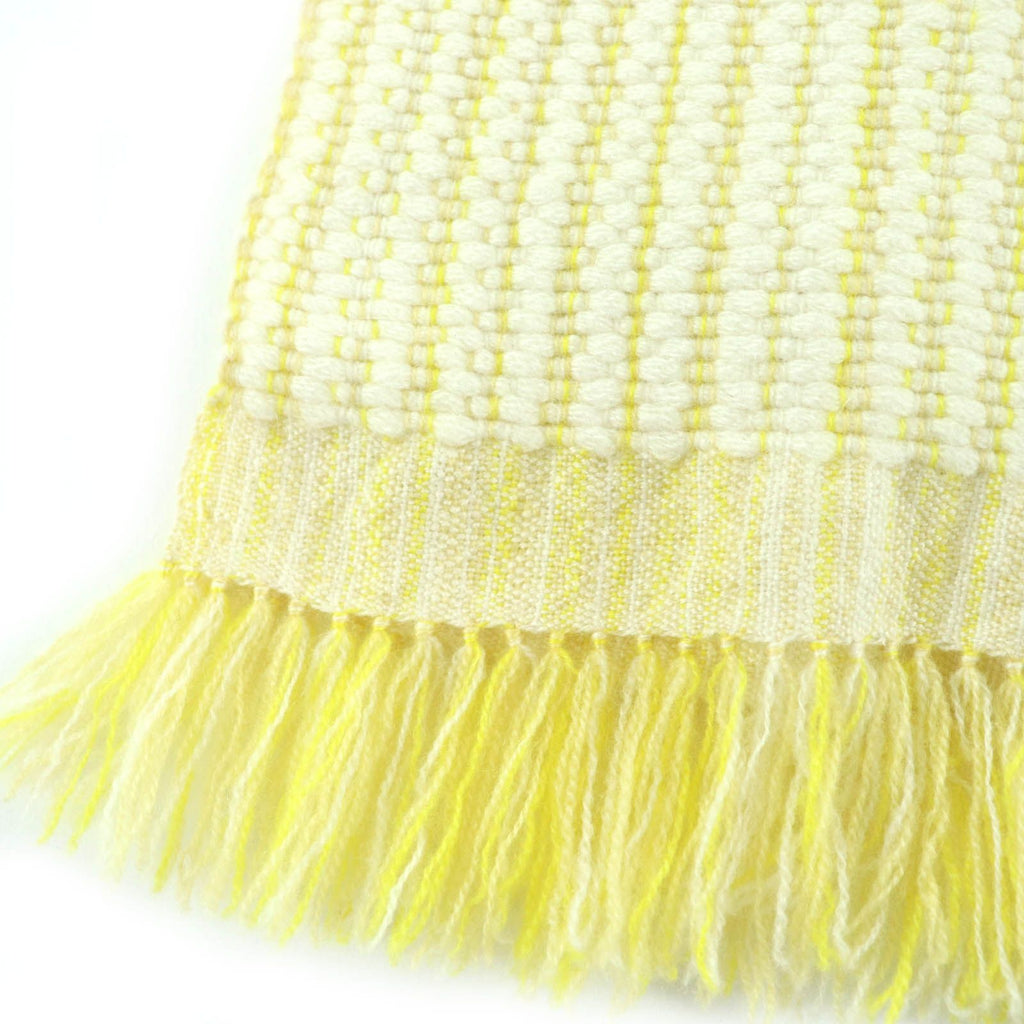 Hermes Cashmere 100% Wavy Double Face Knit Large Scarf with Fringe Yellow — view 5