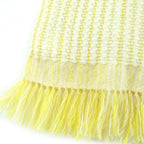 Hermes Cashmere 100% Wavy Double Face Knit Large Scarf with Fringe Yellow — view 5