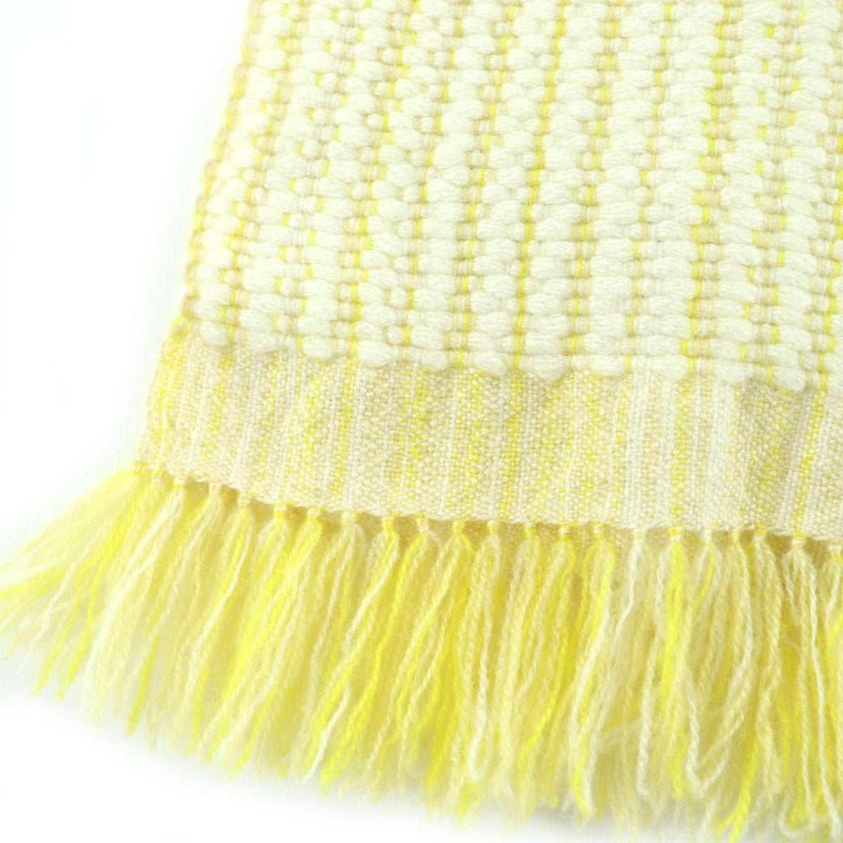 Hermes Cashmere 100% Wavy Double Face Knit Large Scarf with Fringe Yellow — view 5