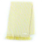 Hermes Cashmere 100% Wavy Double Face Knit Large Scarf with Fringe Yellow