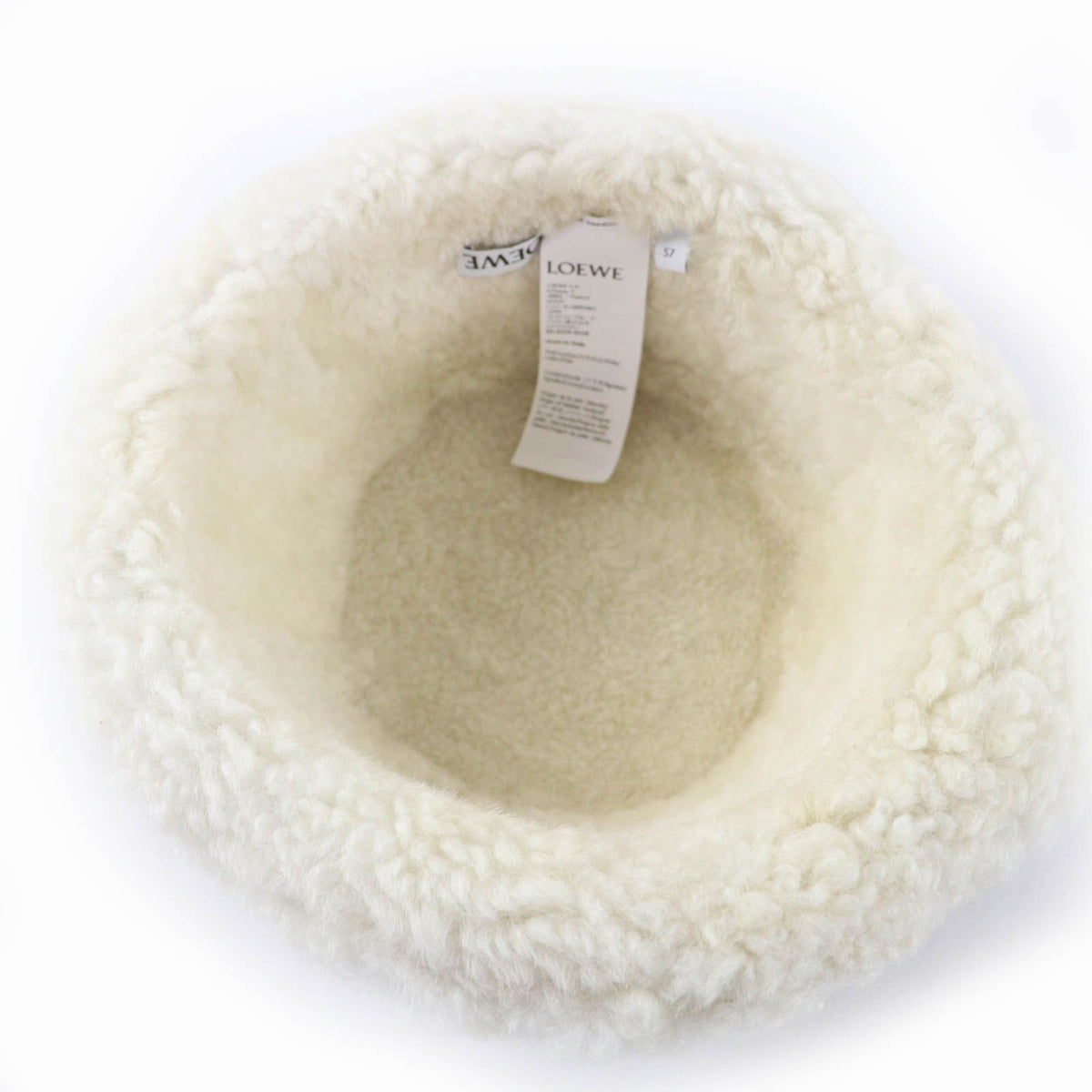 Loewe Logo Leather Use Shearling Bucket Hat Brown 57 — view 6