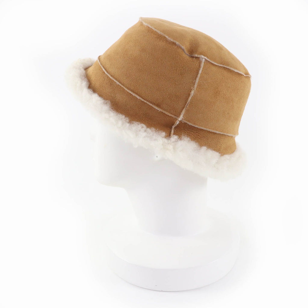 Loewe Logo Leather Use Shearling Bucket Hat Brown 57 — view 3