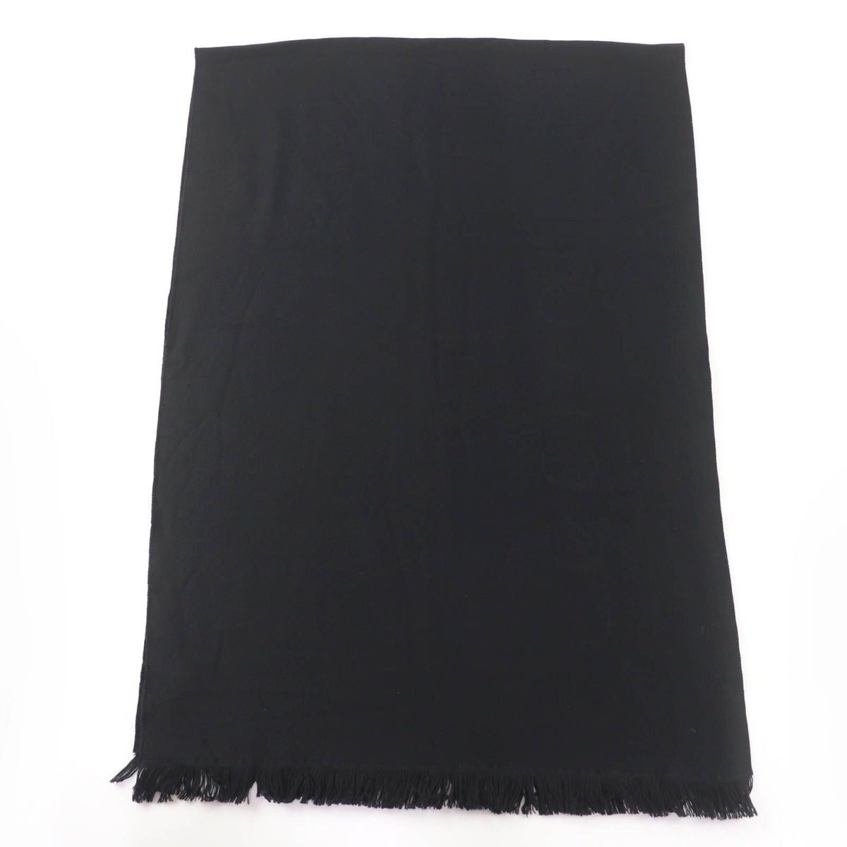 Gucci Wool 100% Logo Large Scarf with Fringe Shawl Black 70