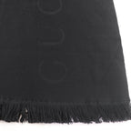 Gucci Wool 100% Logo Large Scarf with Fringe Shawl Black 70 — view 7