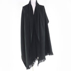 Gucci Wool 100% Logo Large Scarf with Fringe Shawl Black 70 — view 3
