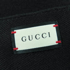 Gucci Wool 100% Logo Large Scarf with Fringe Shawl Black 70 — view 8