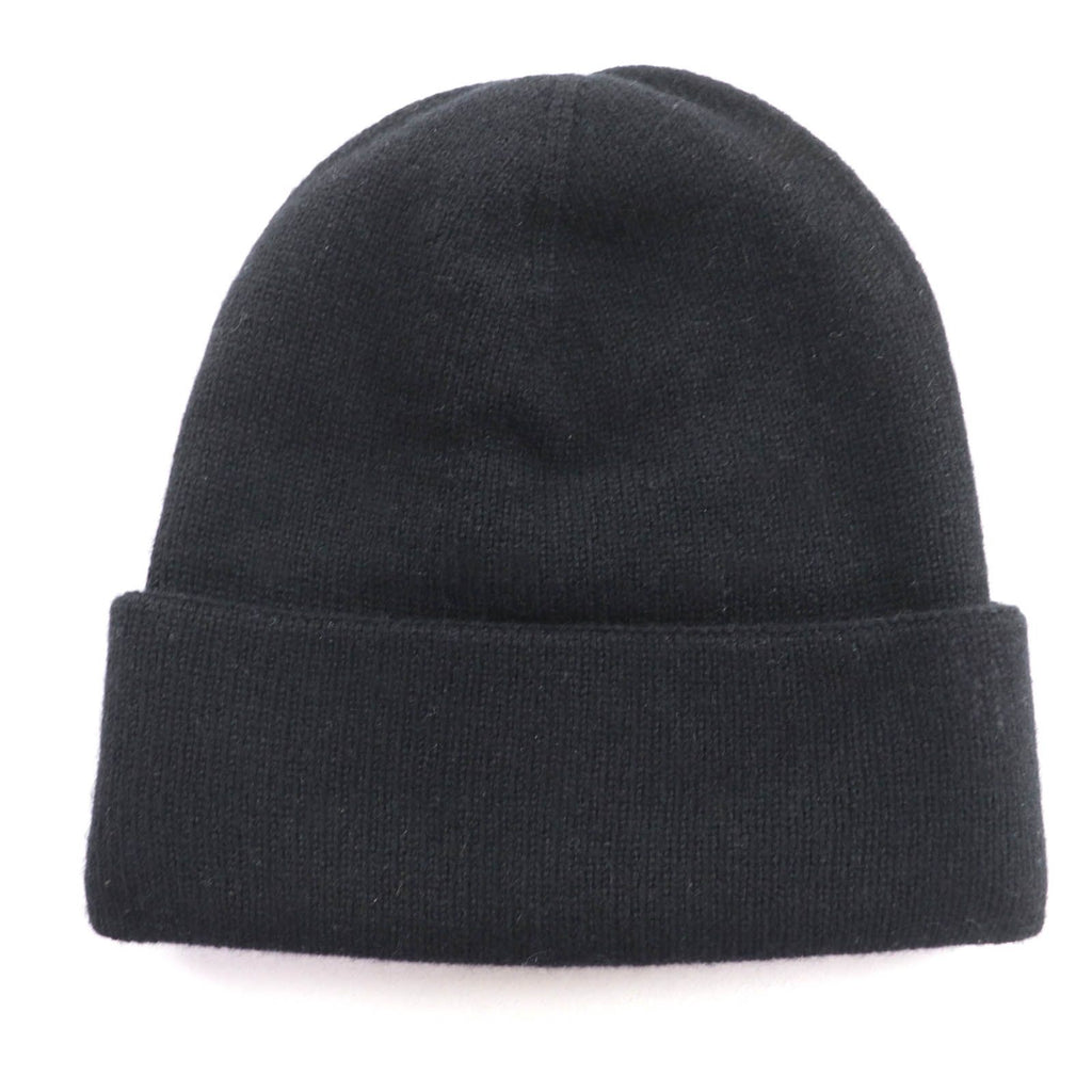 Chanel Cashmere 100% CC Logo Knit Cap with Rhinestone Black Hat — view 3