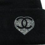 Chanel Cashmere 100% CC Logo Knit Cap with Rhinestone Black Hat — view 7