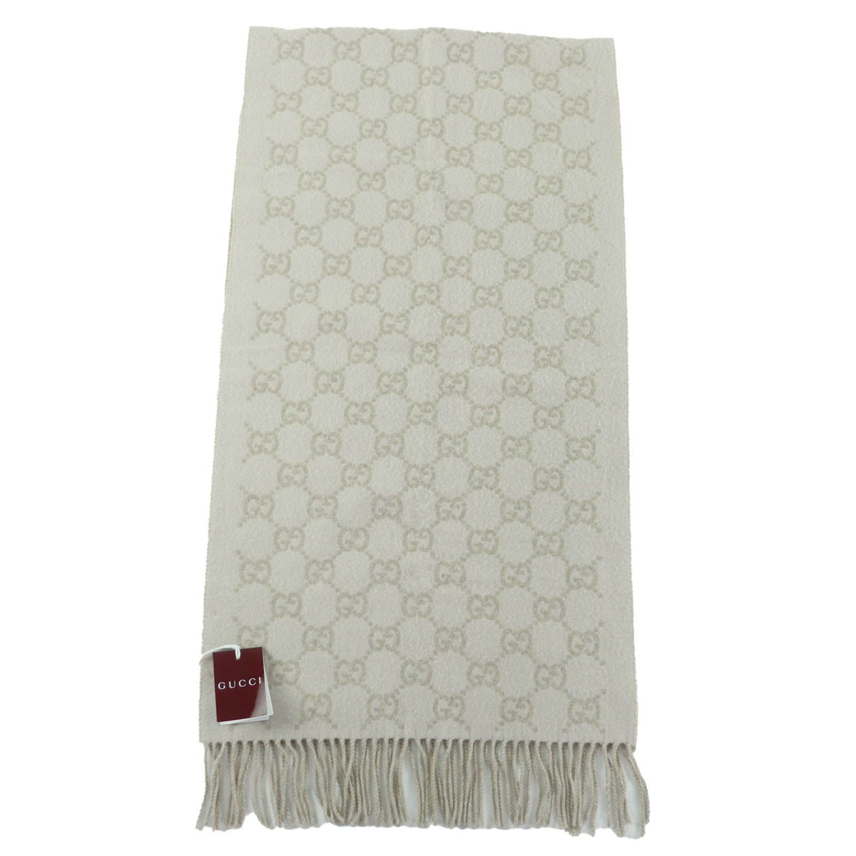 Gucci Cashmere 100% GG Pattern Scarf Beige 45