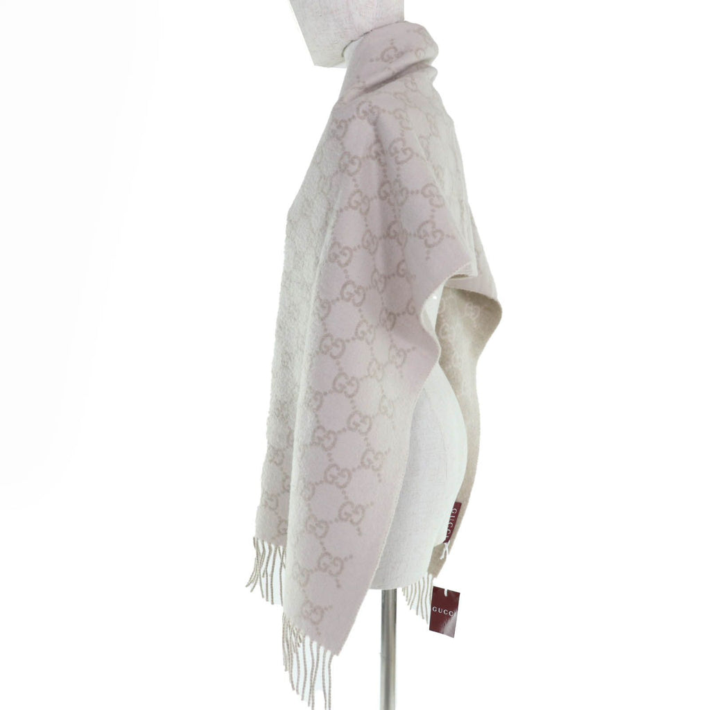 Gucci Cashmere 100% GG Pattern Scarf Beige 45 — view 5