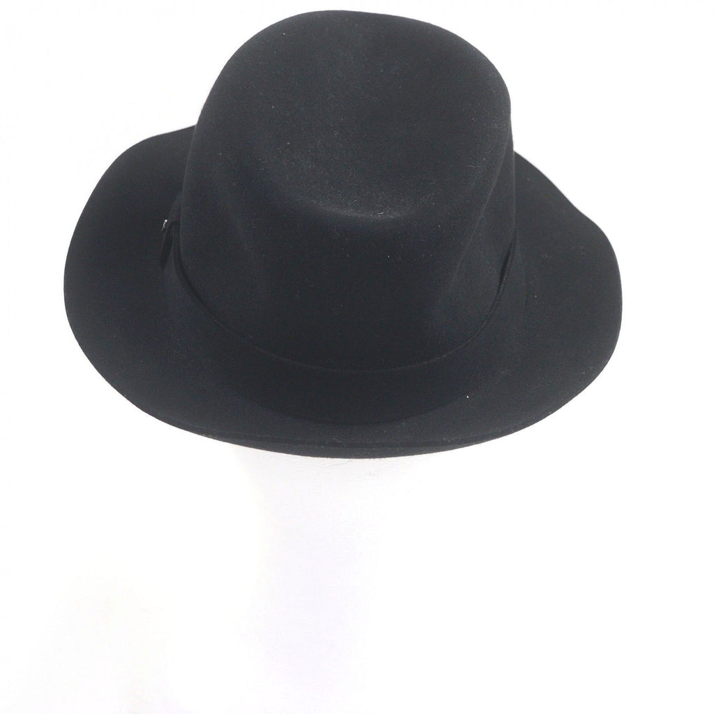 Hermes Rabbit Sellier Buttons Hat Fedora Felt Hat Black 58 — view 3