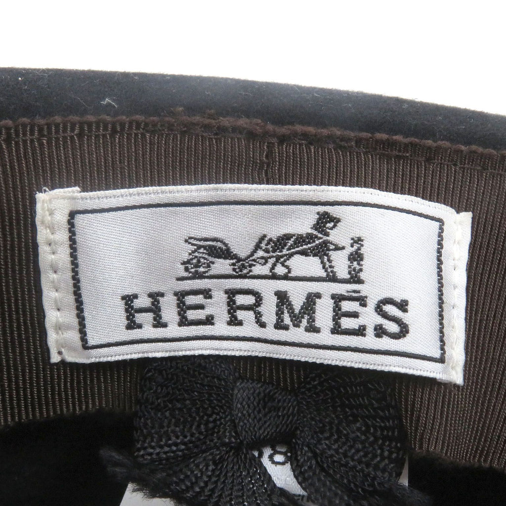 Hermes Rabbit Sellier Buttons Hat Fedora Felt Hat Black 58 — view 5