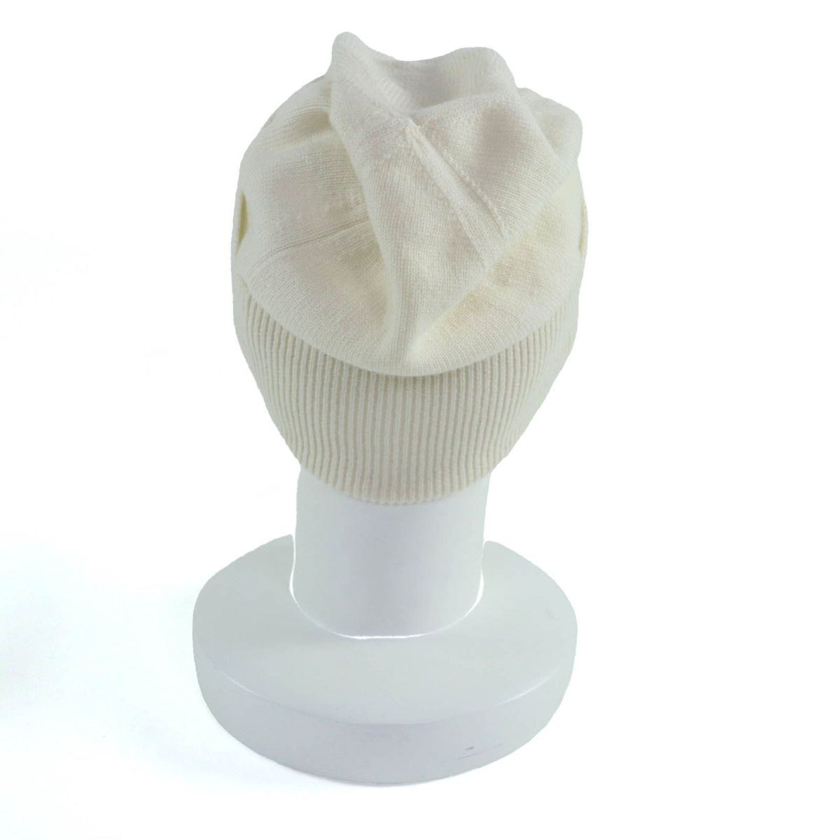 Chanel Cashmere 100% CC Logo Knit Cap Ivory Hat — view 5