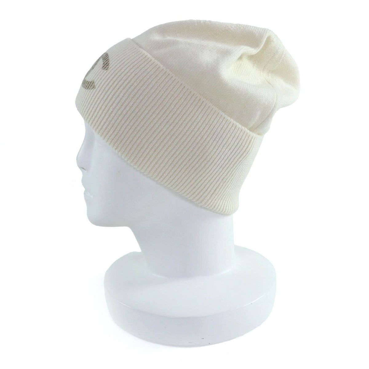 Chanel Cashmere 100% CC Logo Knit Cap Ivory Hat — view 4