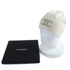 Chanel Cashmere 100% CC Logo Knit Cap Ivory Hat — view 2