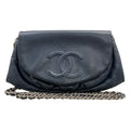Chanel Wallet Half Moon Navy Chain Silver Shoulder Bag