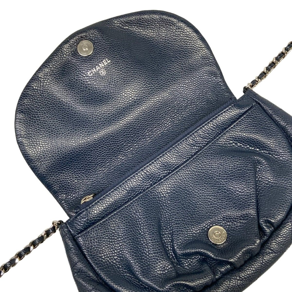 Chanel Wallet Half Moon Navy Chain Silver Shoulder Bag — view 3