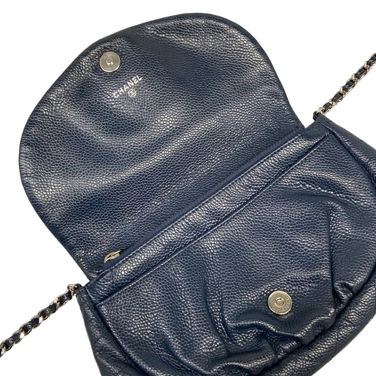 Chanel Wallet Half Moon Navy Chain Silver Shoulder Bag — view 3