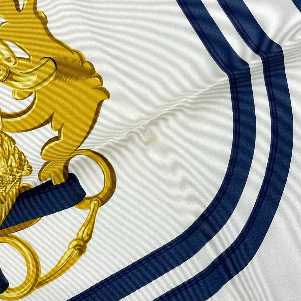 Hermes Scarf Carre 90 Dark Navy White Gold Brides de Gala — view 5