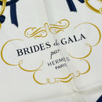 Hermes Scarf Carre 90 Dark Navy White Gold Brides de Gala — view 2