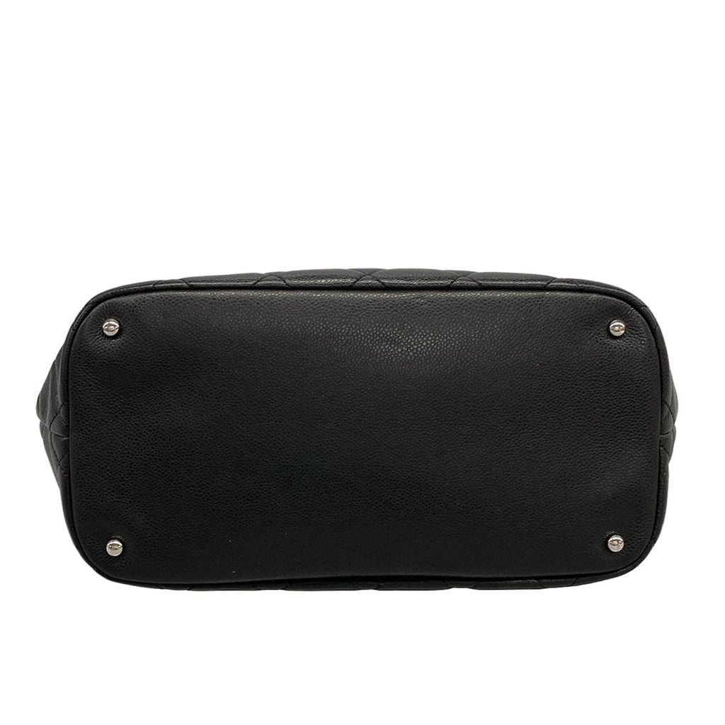 Chanel Tote Bag Quilted Black Chain Shoulder Silver — view 5