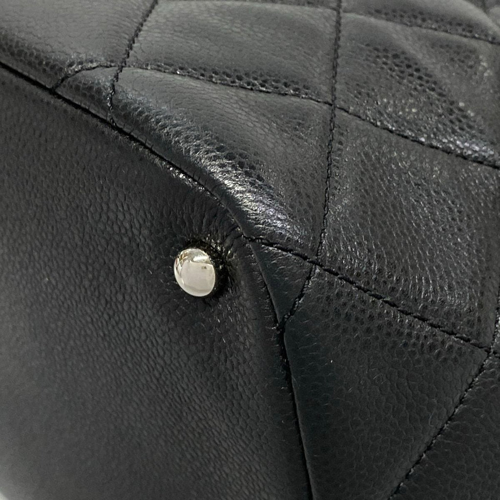 Chanel Tote Bag Quilted Black Chain Shoulder Silver — view 6
