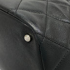 Chanel Tote Bag Quilted Black Chain Shoulder Silver — view 6