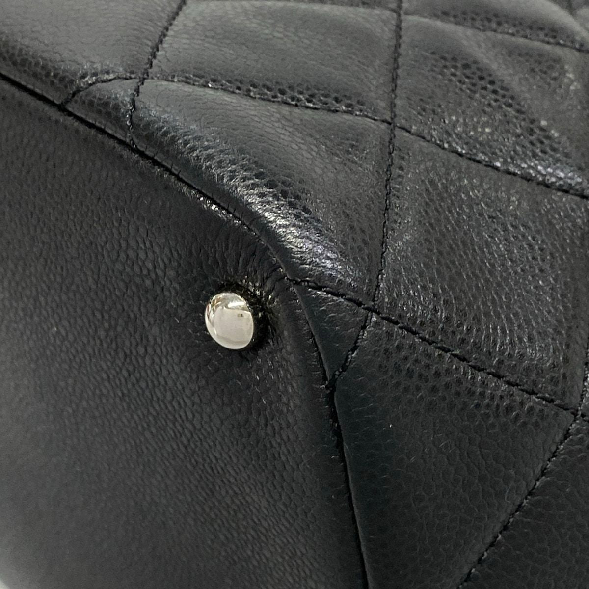 Chanel Tote Bag Quilted Black Chain Shoulder Silver — view 6