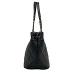 Chanel Tote Bag Quilted Black Chain Shoulder Silver — view 2