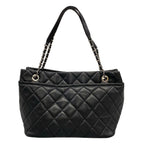 Chanel Tote Bag Quilted Black Chain Shoulder Silver — view 3