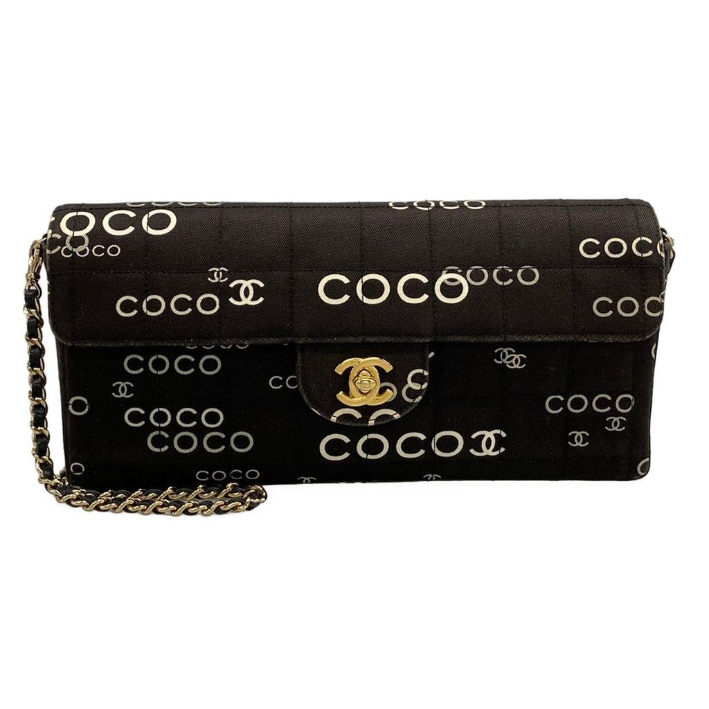 Chanel Shoulder Bag Choco Bar Black Chain Gold
