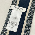 Dior Scarf Navy Dark Beige Ribbon Logo Glam — view 2