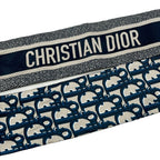 Dior Scarf Navy Dark Beige Ribbon Logo Glam — view 5