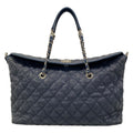 Chanel Tote Bag Quilted Navy Chain Shoulder Silver