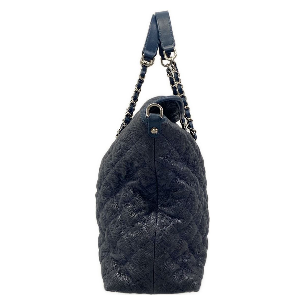Chanel Tote Bag Quilted Navy Chain Shoulder Silver — view 2