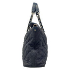 Chanel Tote Bag Quilted Navy Chain Shoulder Silver — view 4