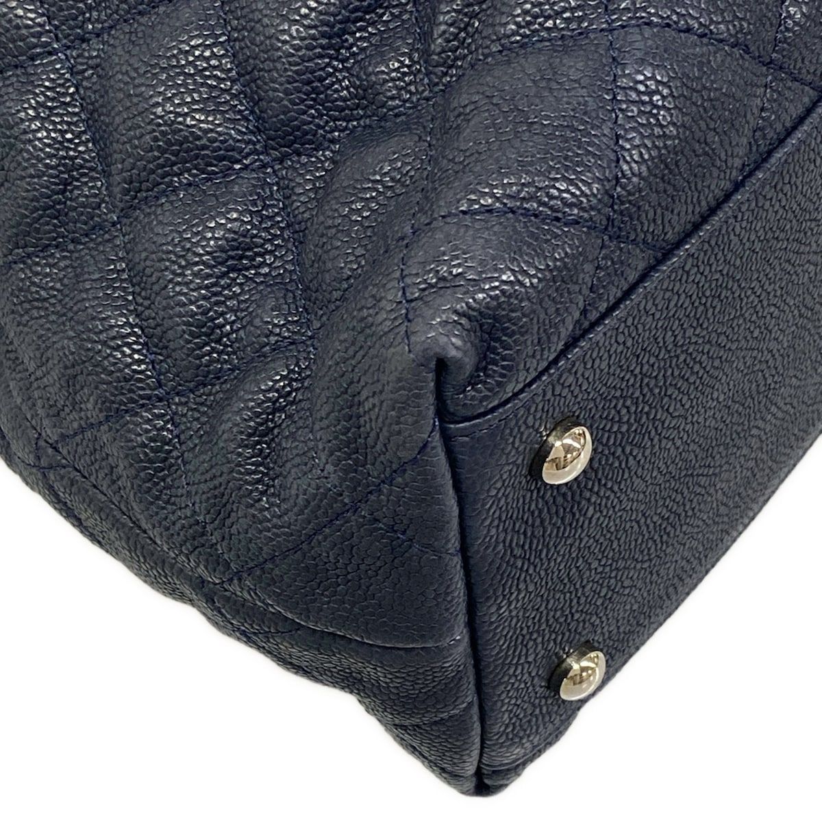 Chanel Tote Bag Quilted Navy Chain Shoulder Silver — view 6