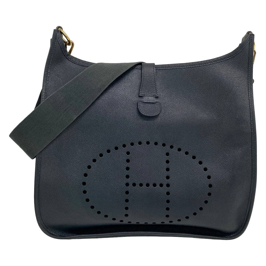 Hermes Shoulder Bag Evelyne GM Navy Gold