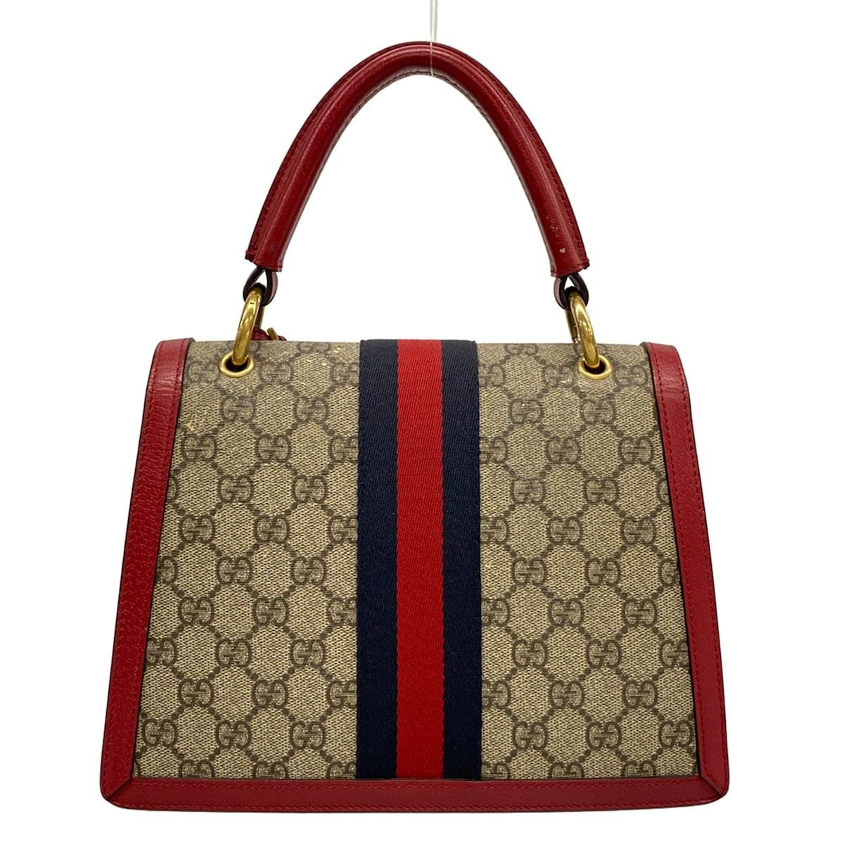 Gucci Handbag Queen Margaret Beige Dark Brown Red Leather — view 3