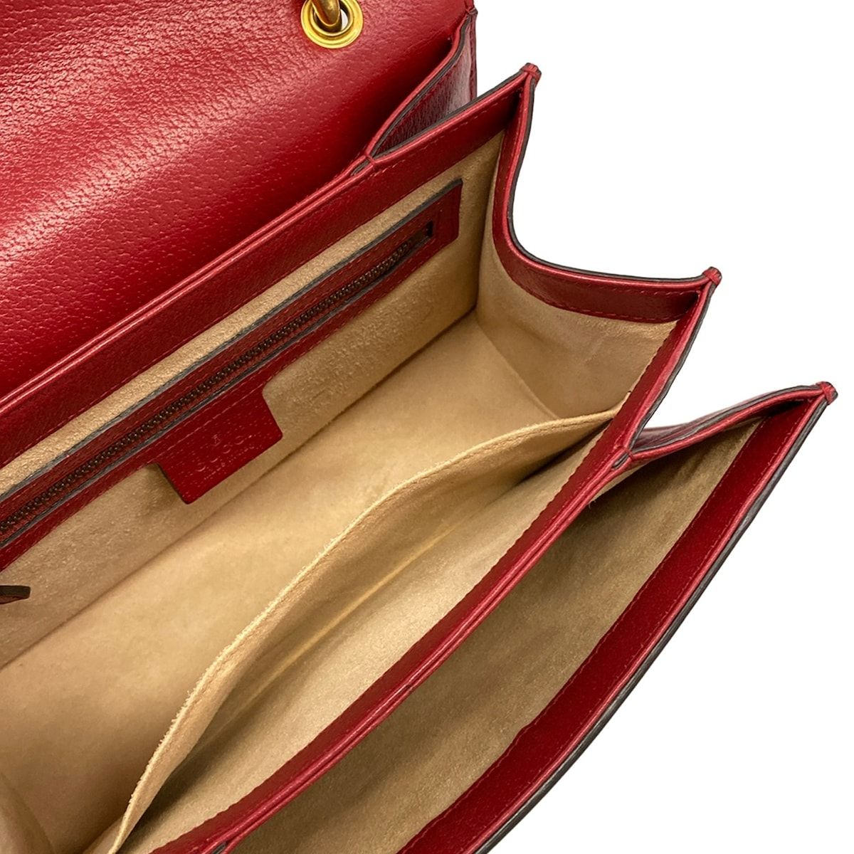 Gucci Handbag Queen Margaret Beige Dark Brown Red Leather — view 7